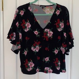 Express floral bell sleeve blouse